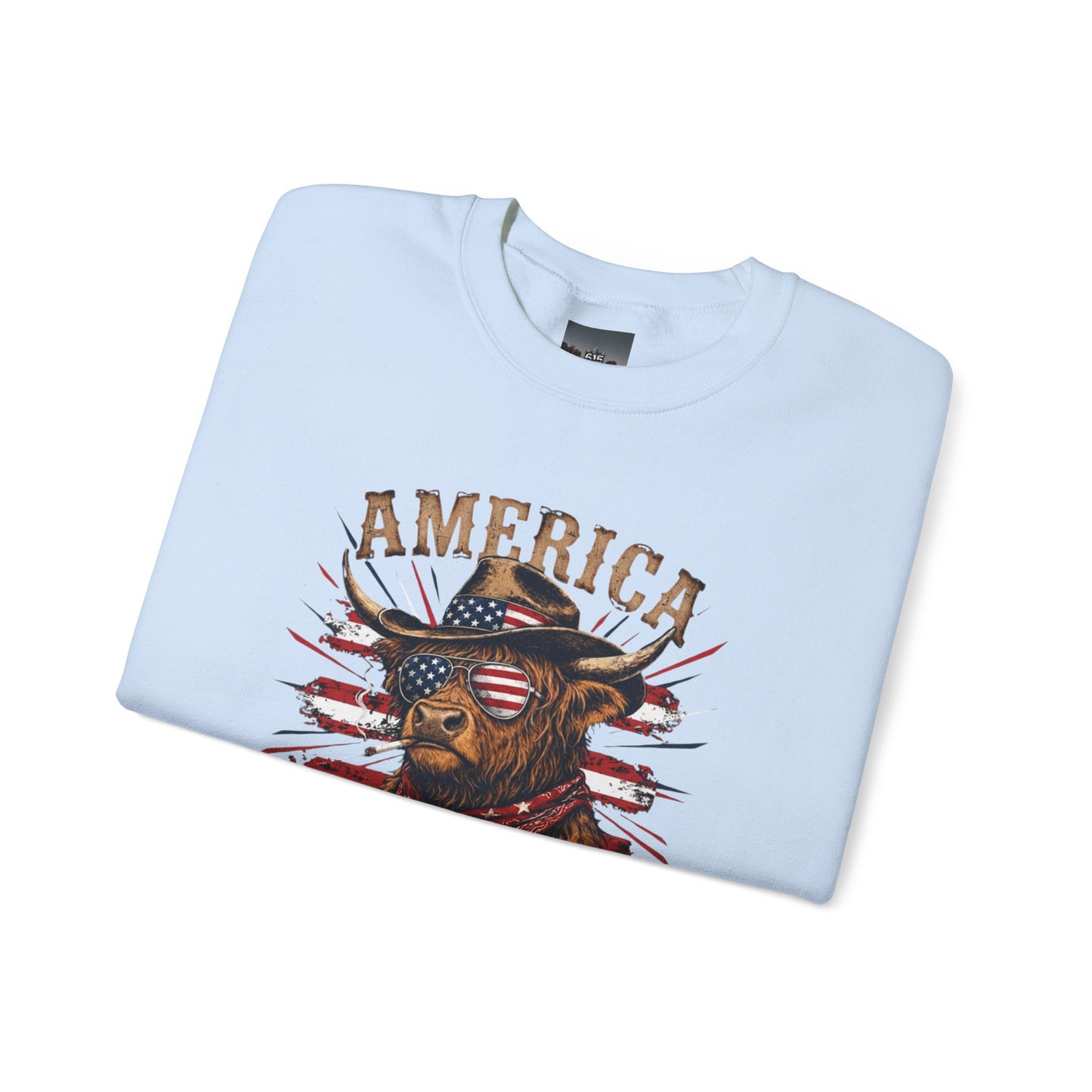#250 America 250 Strong Patriotic Bull with American Flag Sweatshirt
