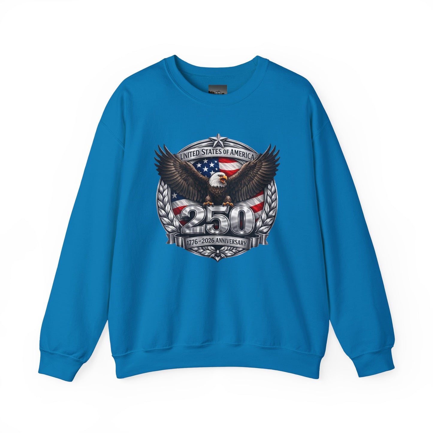 #250 Patriotic Bald Eagle 250 United States Emblem Crewneck Sweatshirt