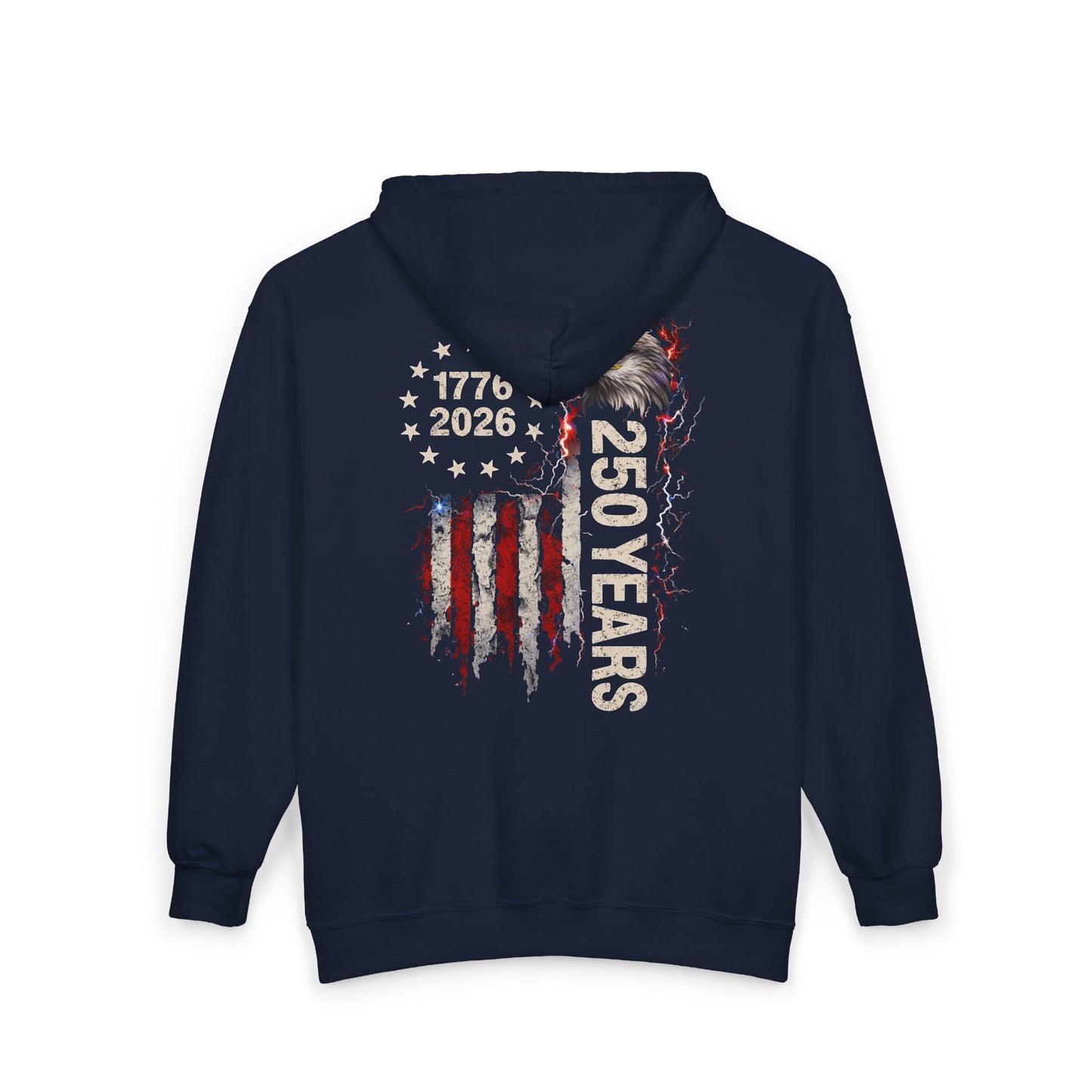 #250 1776-2026 250 Years USA Bicentennial Eagle Zip Hoodie