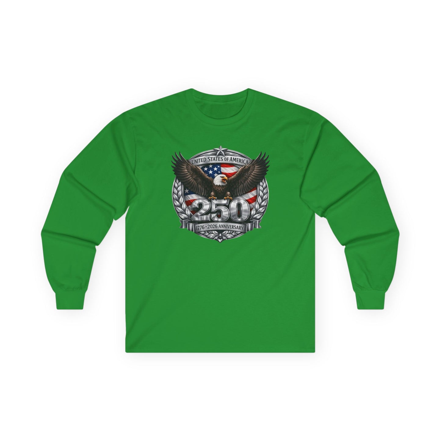 #250 Patriotic Bald Eagle 250 United States Emblem Long Sleeve Tee