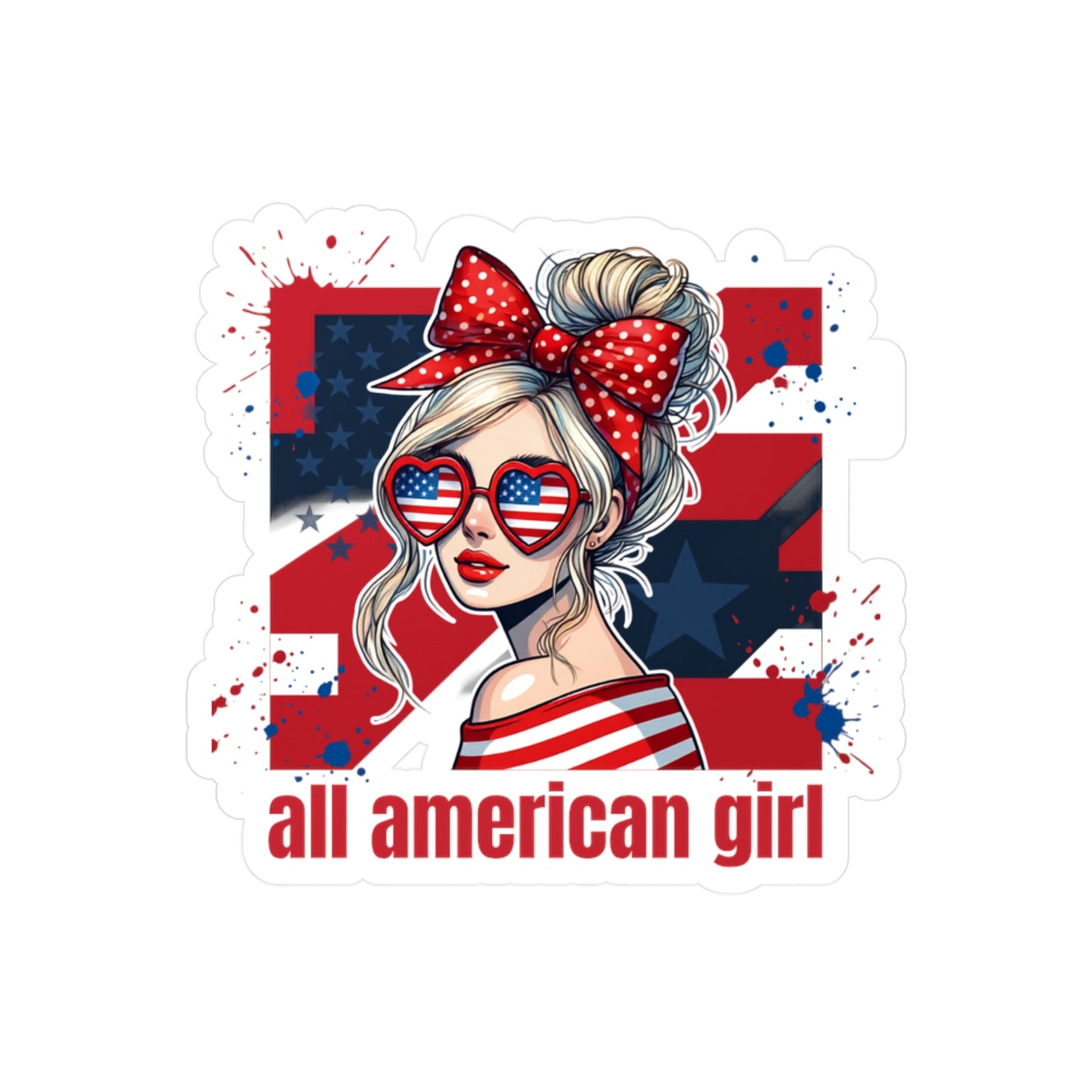 #250 All American Girl Patriotic Vinyl Sticker Kiss-Cut Decal (Fourth of July)