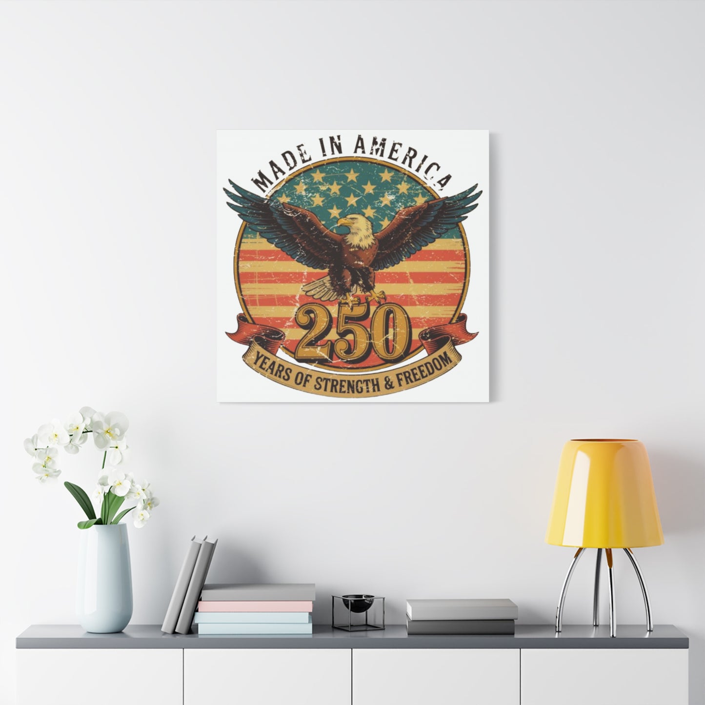 #250 Made in America Eagle 250th Anniversary Patriotic Matte Canvas Wall Art