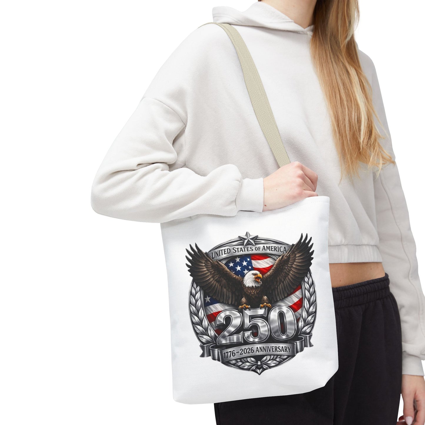 #250 Patriotic Bald Eagle 250 United States Emblem Tote Bag