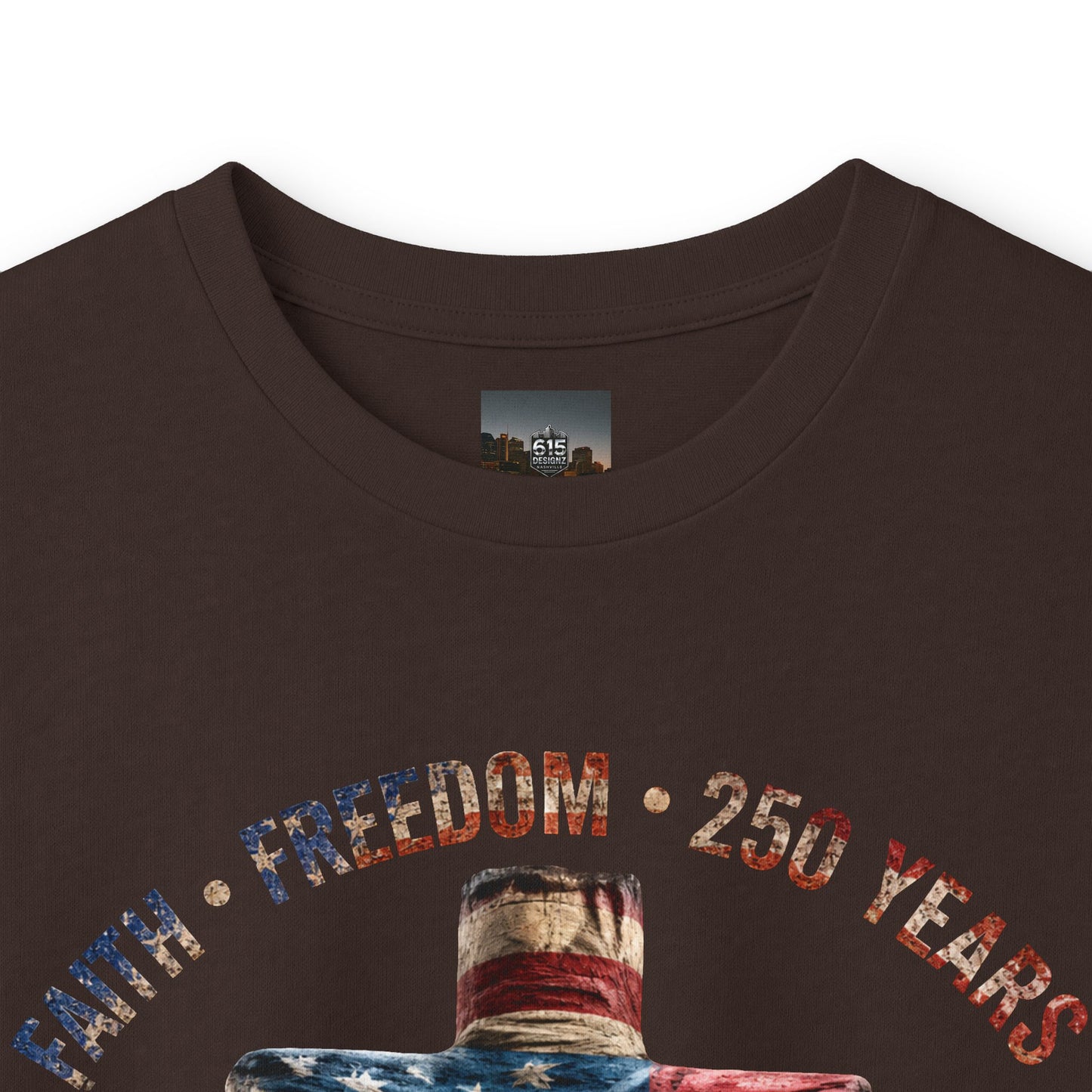 #250 Faith • Freedom 250 Years American Flag Cross & Eagle 1776-2026 Long Sleeve Tee