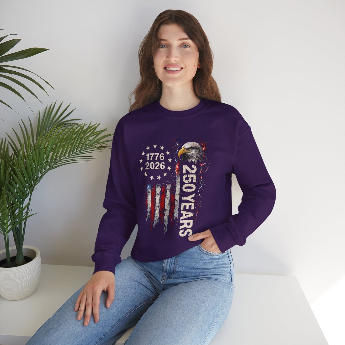 #250 1776-2026 250 Years USA Bicentennial Eagle Crewneck Sweatshirt