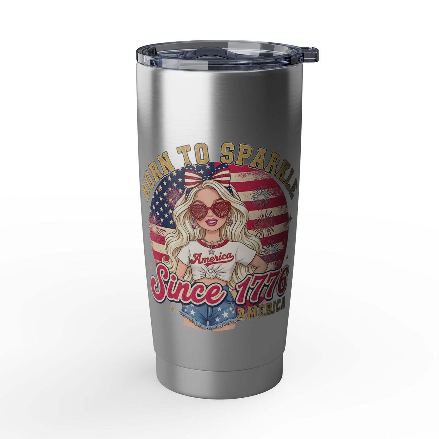 #250 "Born to Sparkle Since 1776" Patriotic 20oz Stainless Travel Tumbler 'Vagabond'
