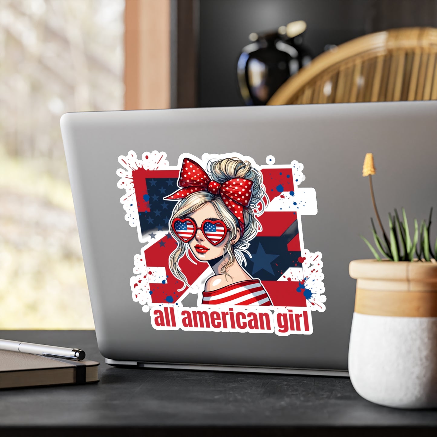 #250 All American Girl Patriotic Vinyl Sticker Kiss-Cut Decal (Fourth of July)
