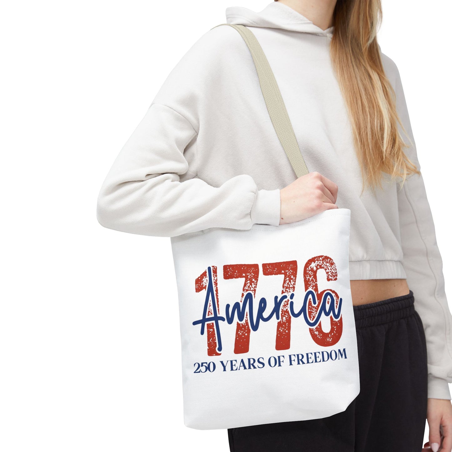 #250 1776 America: 250 Years of Freedom' Patriotic Independence Day Tote Bag