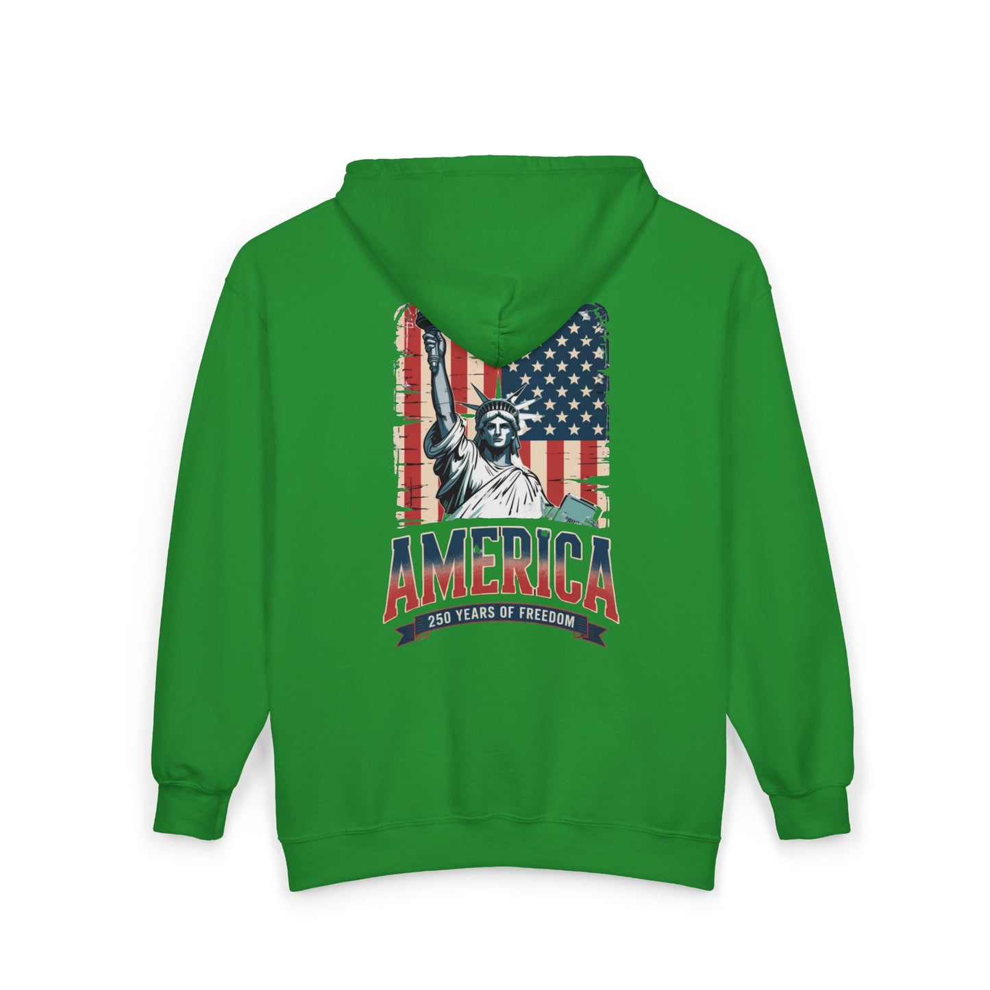 #250 Statue of Liberty American Flag 'America' Patriotic Independence Day Zip Hoodie