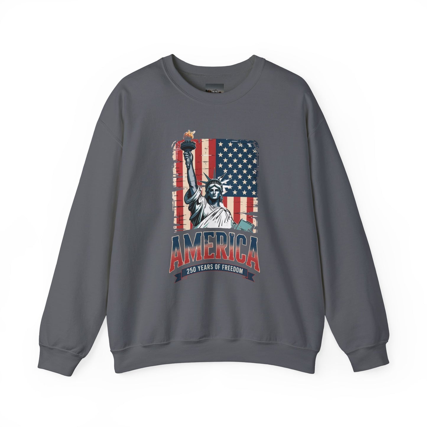 #250 Statue of Liberty American Flag 'America' Patriotic Independence Day Crewneck Sweatshirt