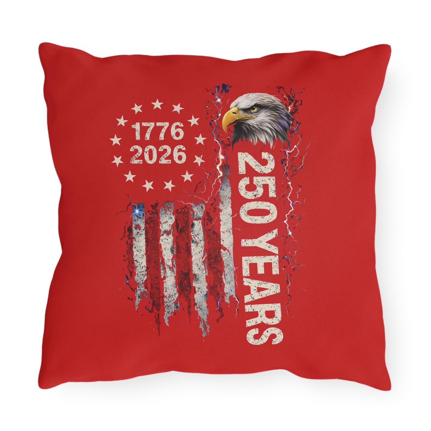 #250 1776-2026 250 Years USA Bicentennial Eagle Outdoor Throw Pillow