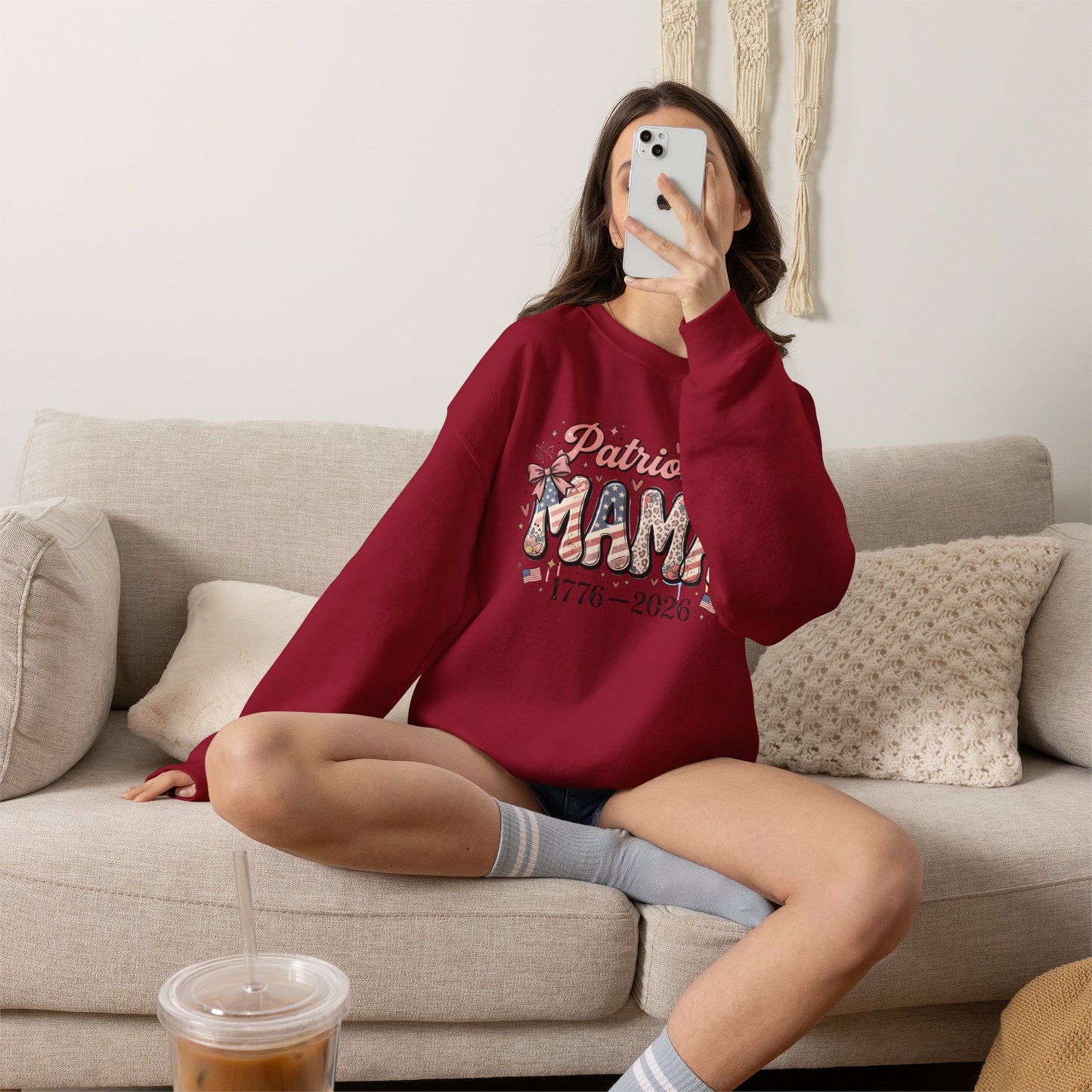 #250 Patriotic Mama 1776–2026 American Flag Sweatshirt