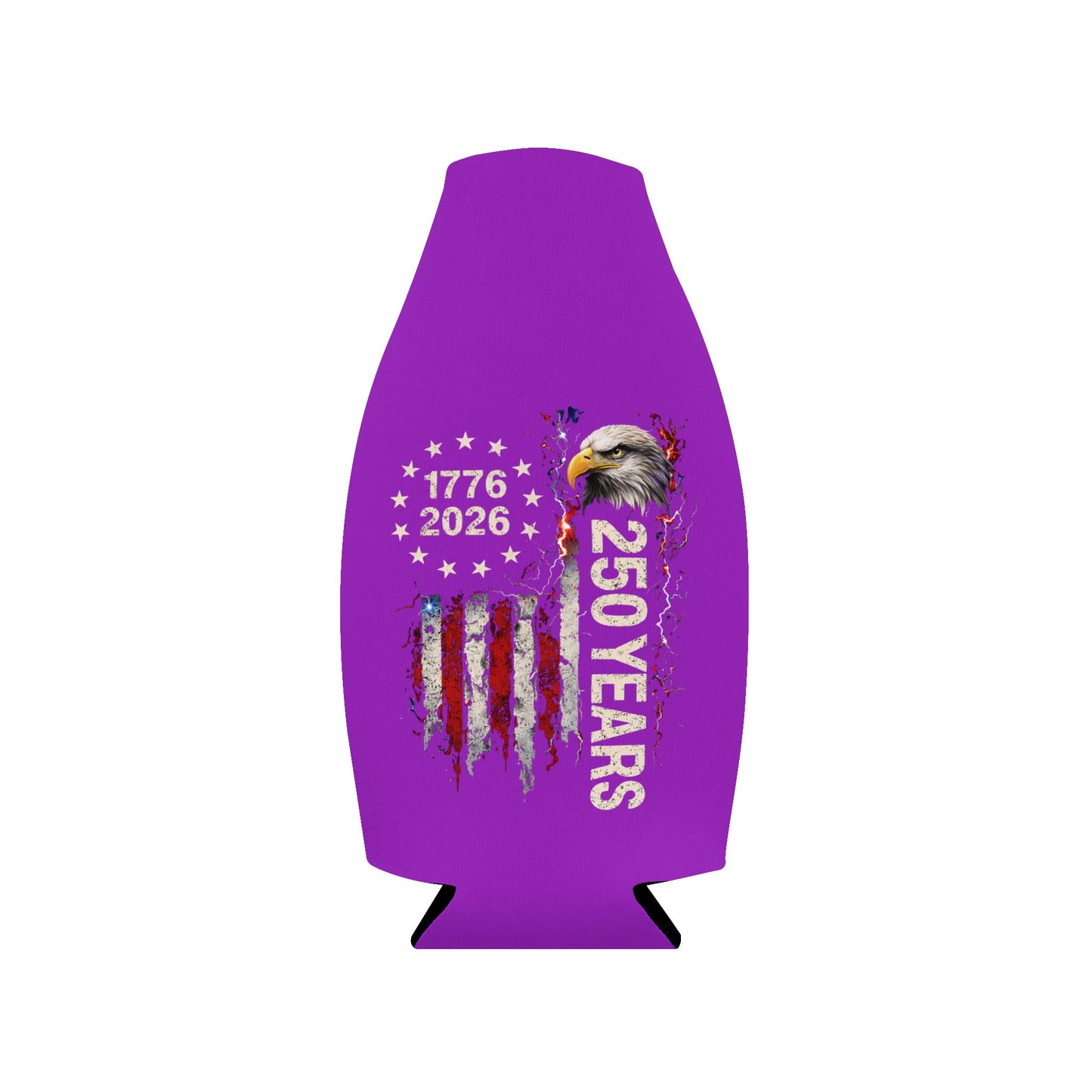 #250 1776-2026 250 Years USA Bicentennial Eagle Zip-Up Bottle Cooler Sleeve Koozie