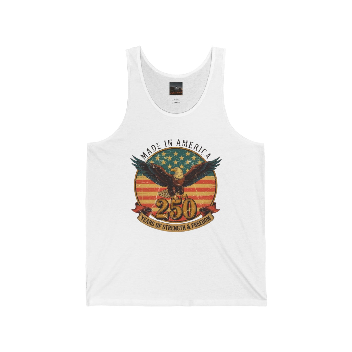 #250 Made in America Eagle 250th Anniversary Patriotic Jersey Tank Top