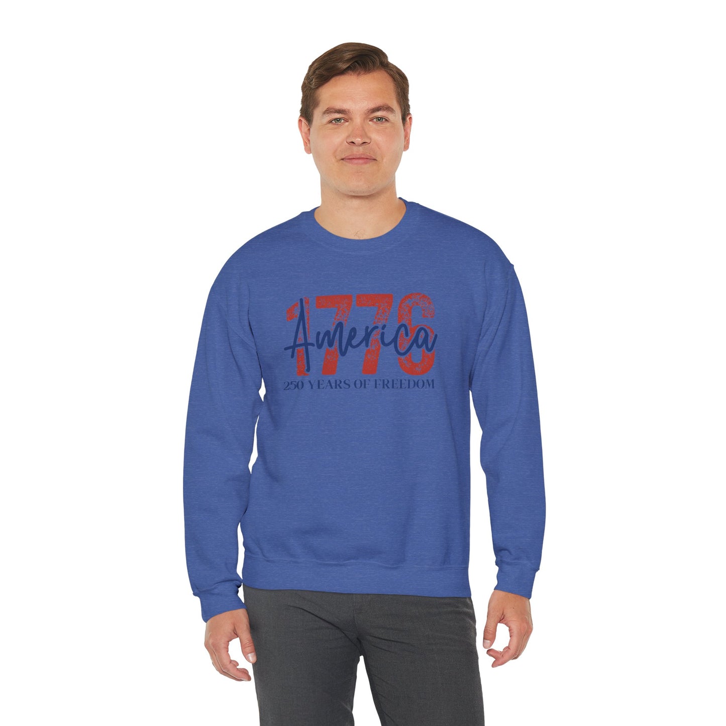 #250 1776 America: 250 Years of Freedom' Patriotic Independence Day Crewneck Sweatshirt
