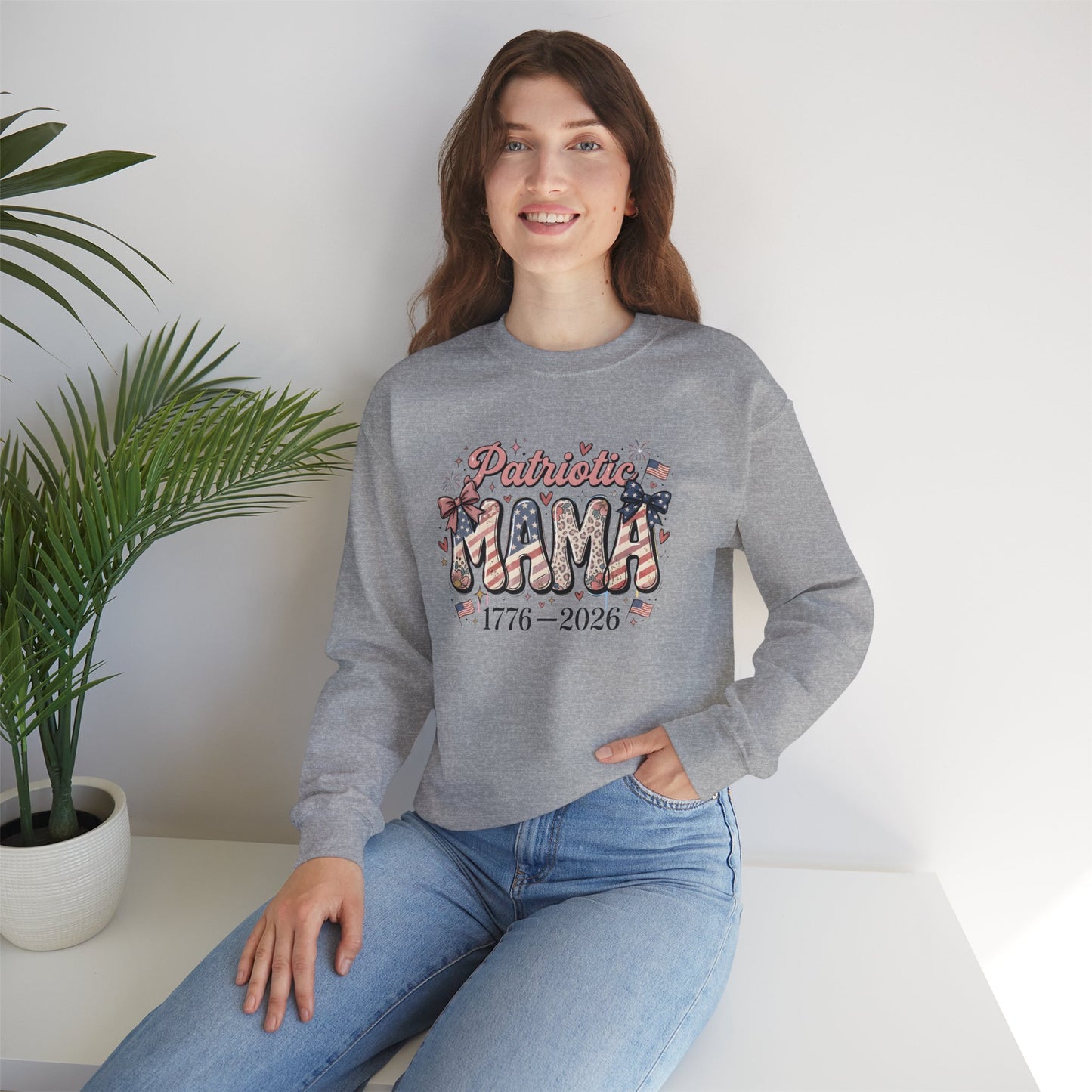 #250 Patriotic Mama 1776–2026 American Flag Sweatshirt