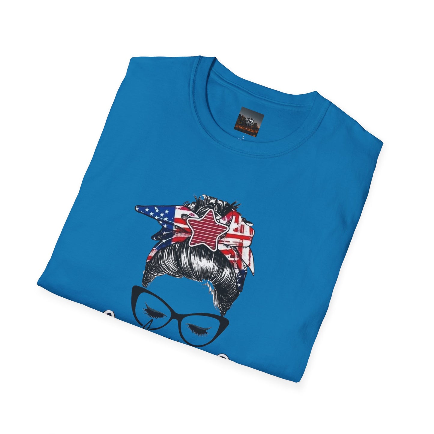Mama USA Flag Messy Bun T-Shirt