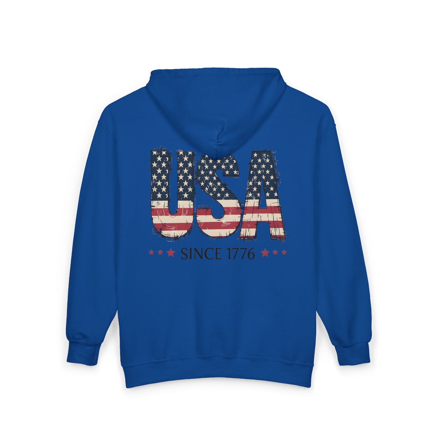 #250 USA Flag "USA Since 1776" Patriotic Zip Hoodie