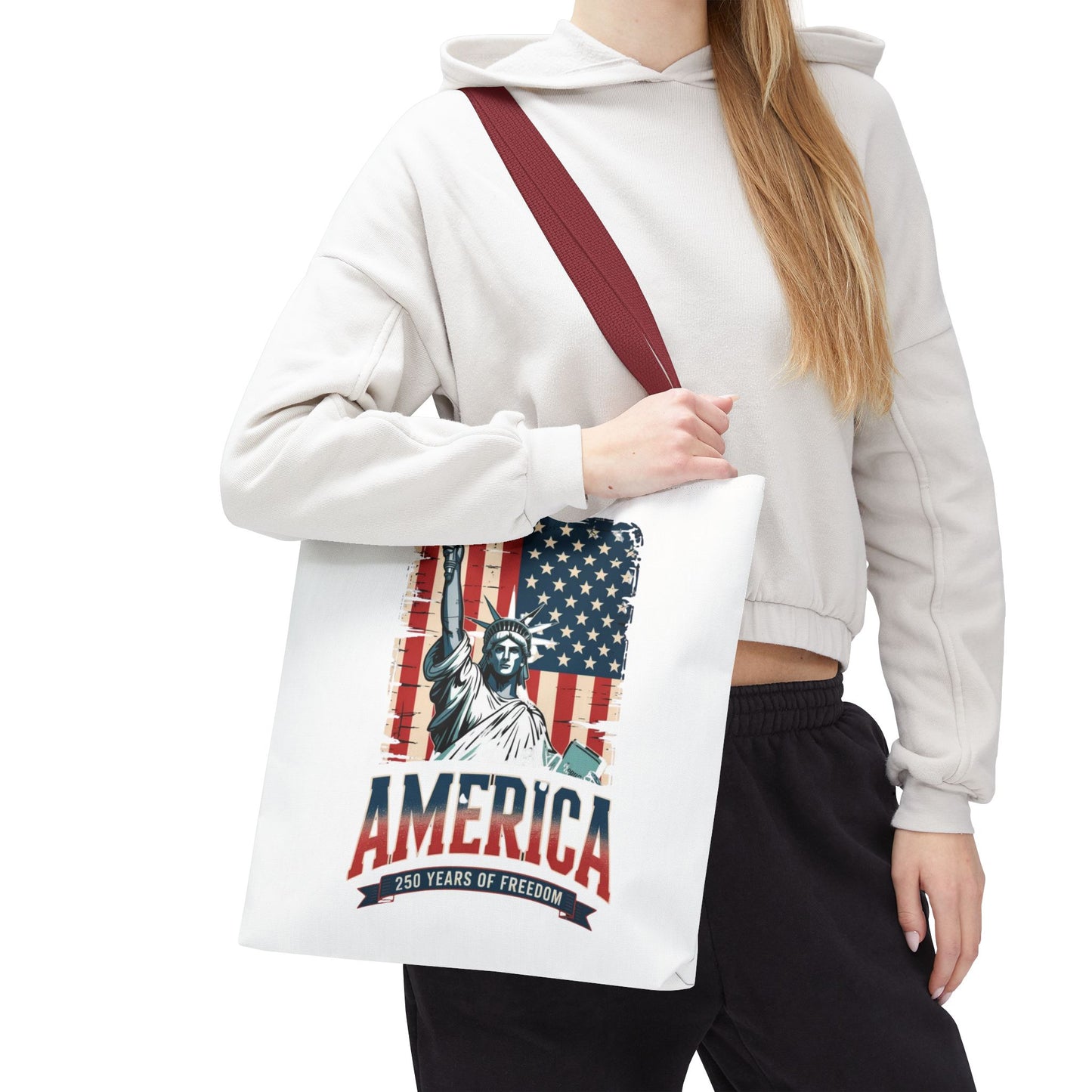 #250 Statue of Liberty American Flag 'America' Patriotic Independence Day Tote Bag