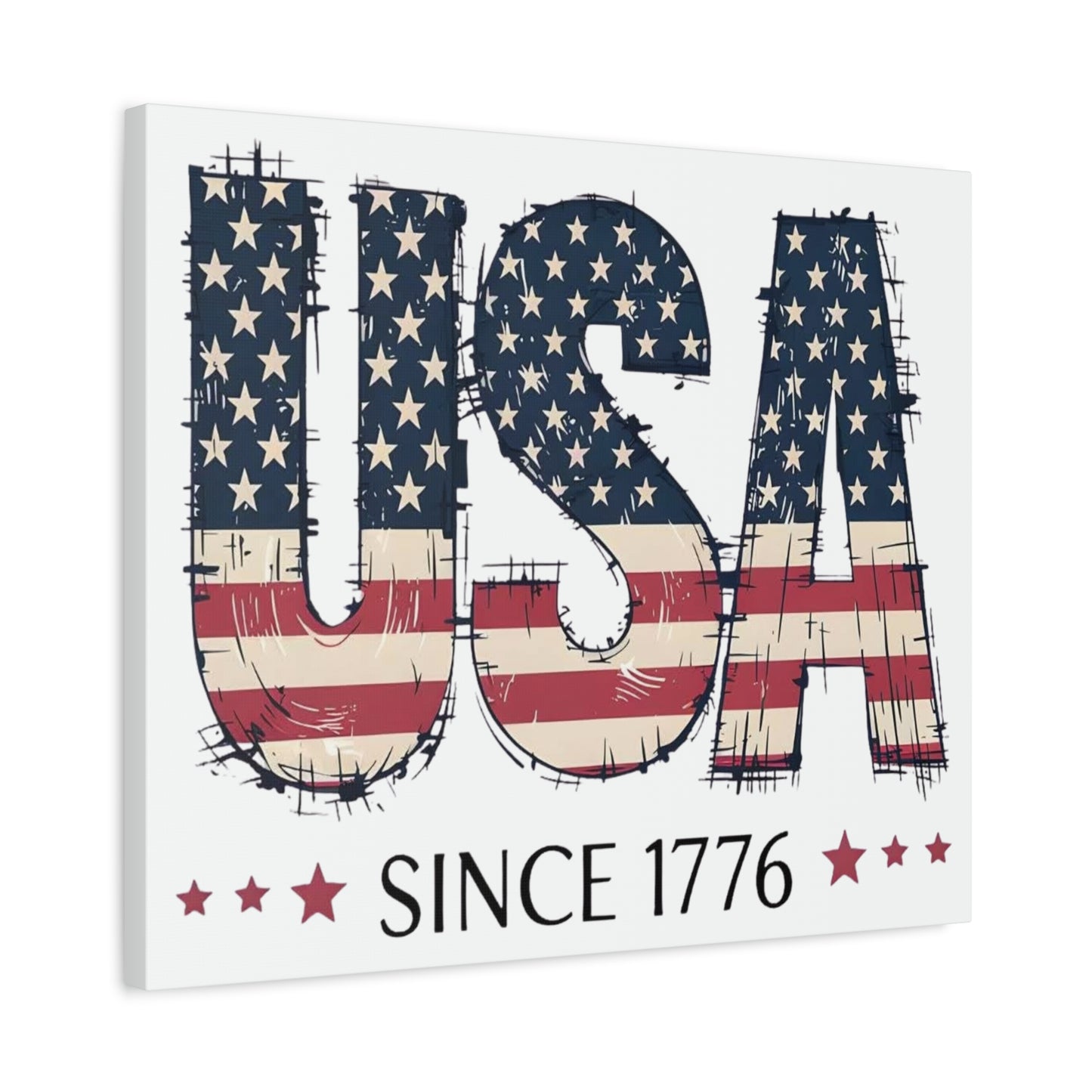 #250 USA Flag "USA Since 1776" Patriotic Matte Canvas Wall Art