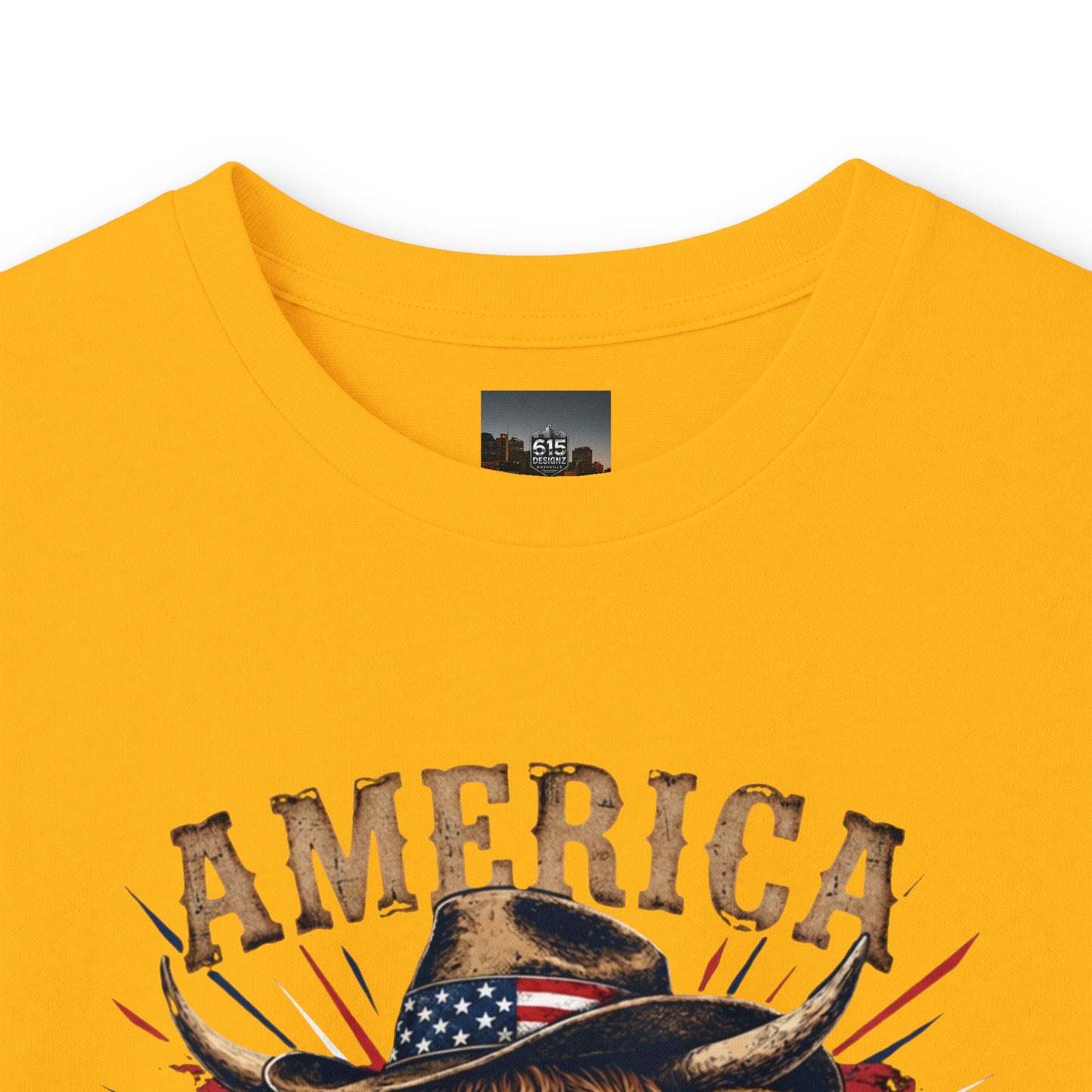 #250 America 250 Strong Patriotic Bull with American Flag Long Sleeve Tee