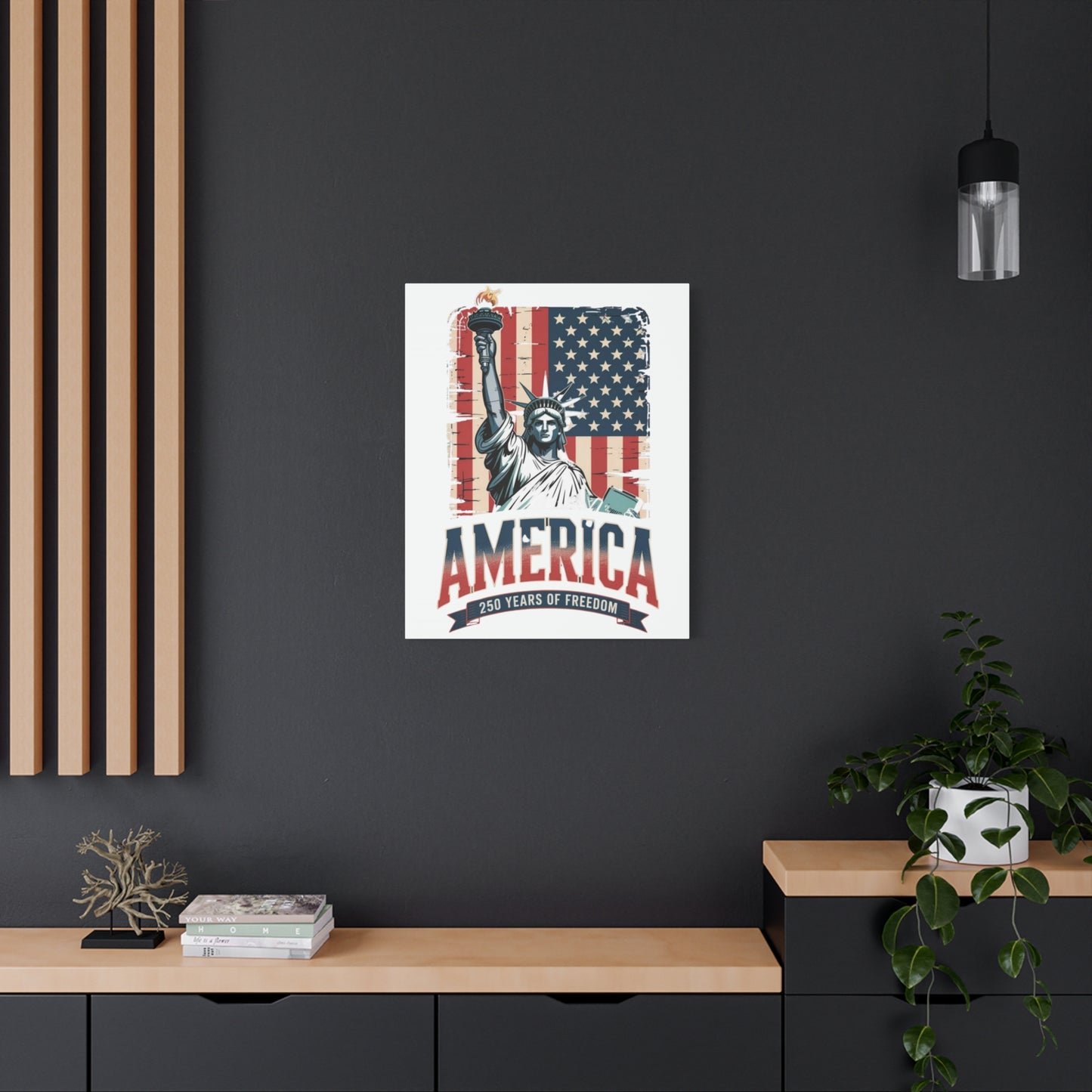 #250 Statue of Liberty American Flag 'America' Patriotic Independence Day Matte Canvas Wall Art