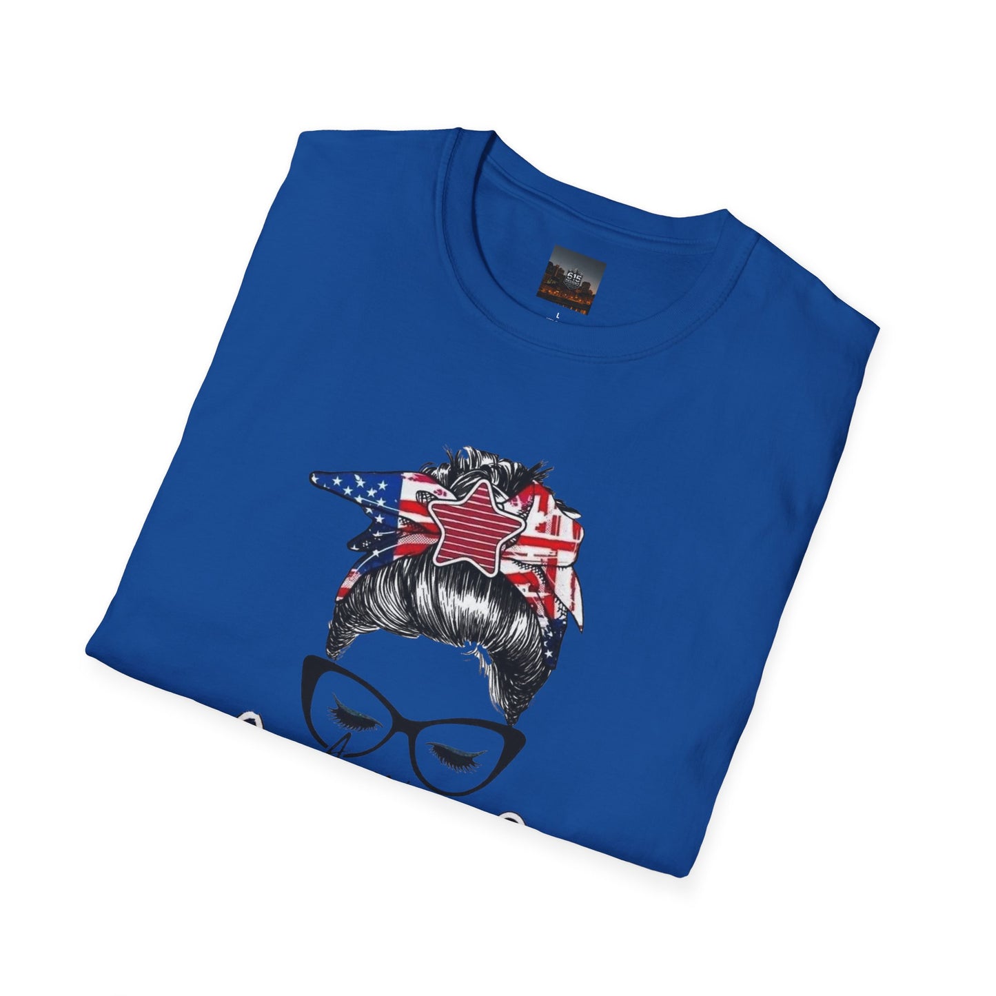 Mama USA Flag Messy Bun T-Shirt