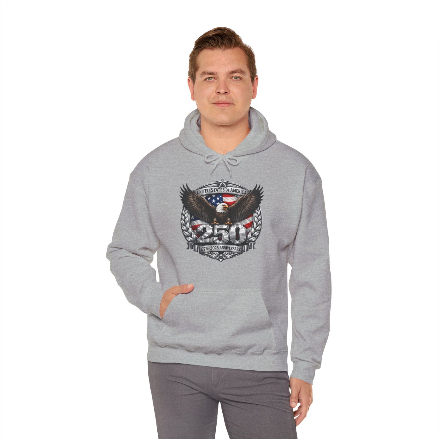 #250 Patriotic Bald Eagle 250 United States Emblem Hoodie