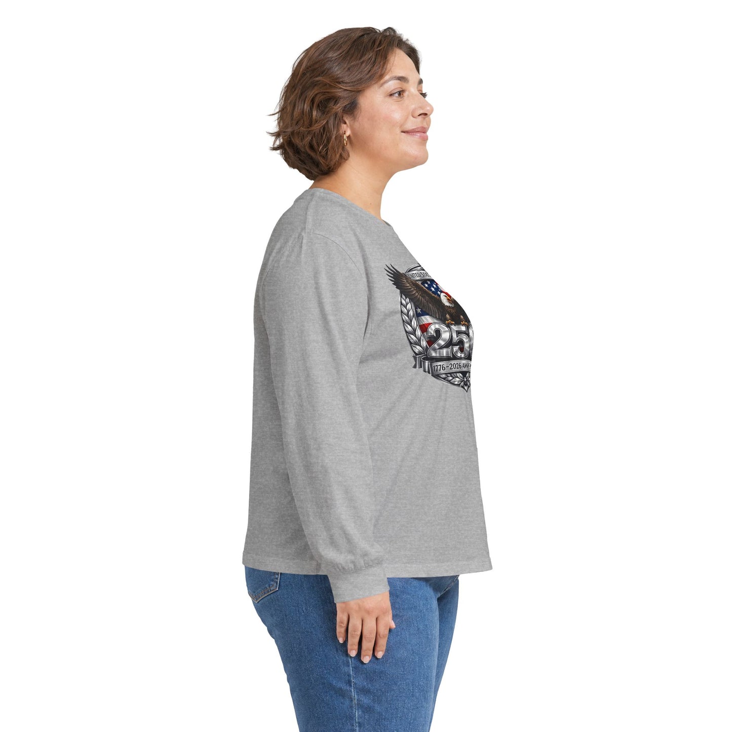 #250 Patriotic Bald Eagle 250 United States Emblem Long Sleeve Tee
