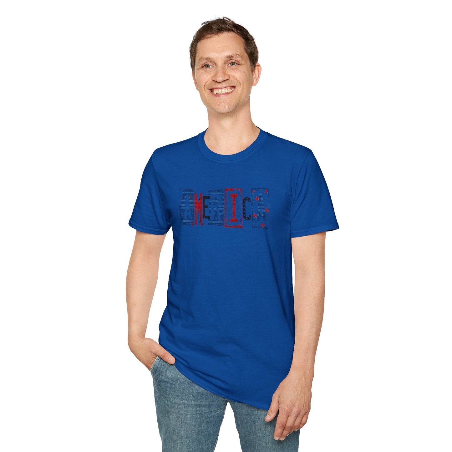 #250 America Retro Block Text Patriotic T-Shirt