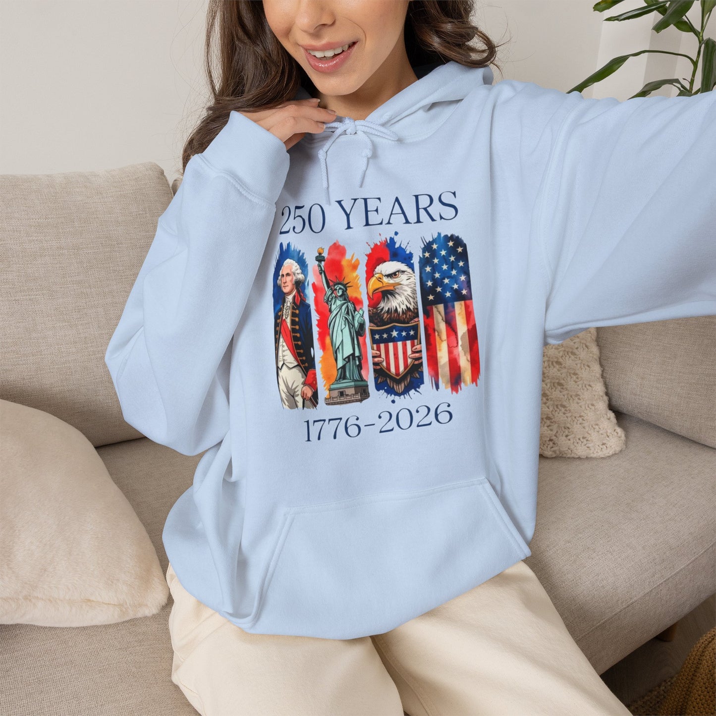 #250 250 Years American History Celebration 1776–2026 Patriotic Hoodie
