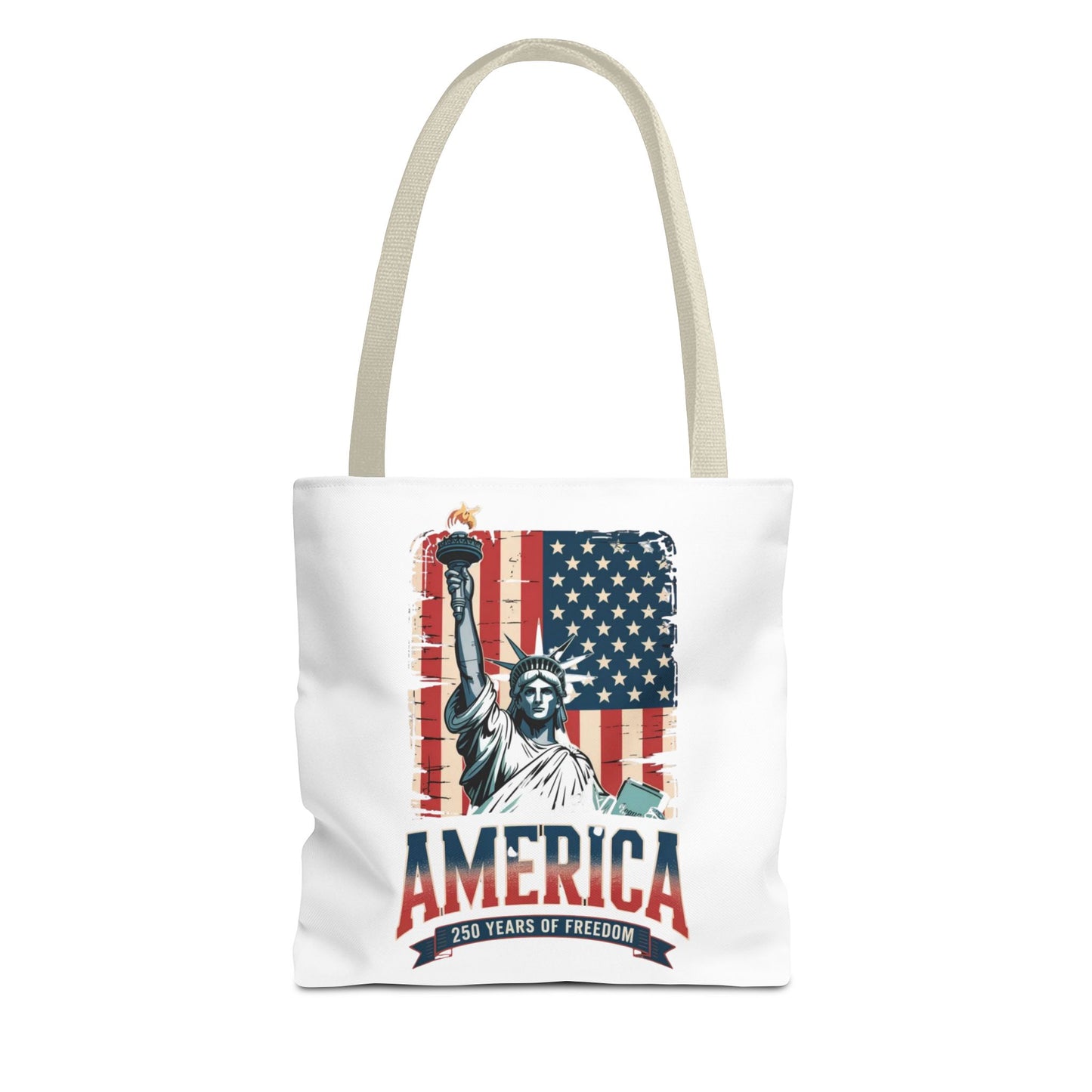 #250 Statue of Liberty American Flag 'America' Patriotic Independence Day Tote Bag
