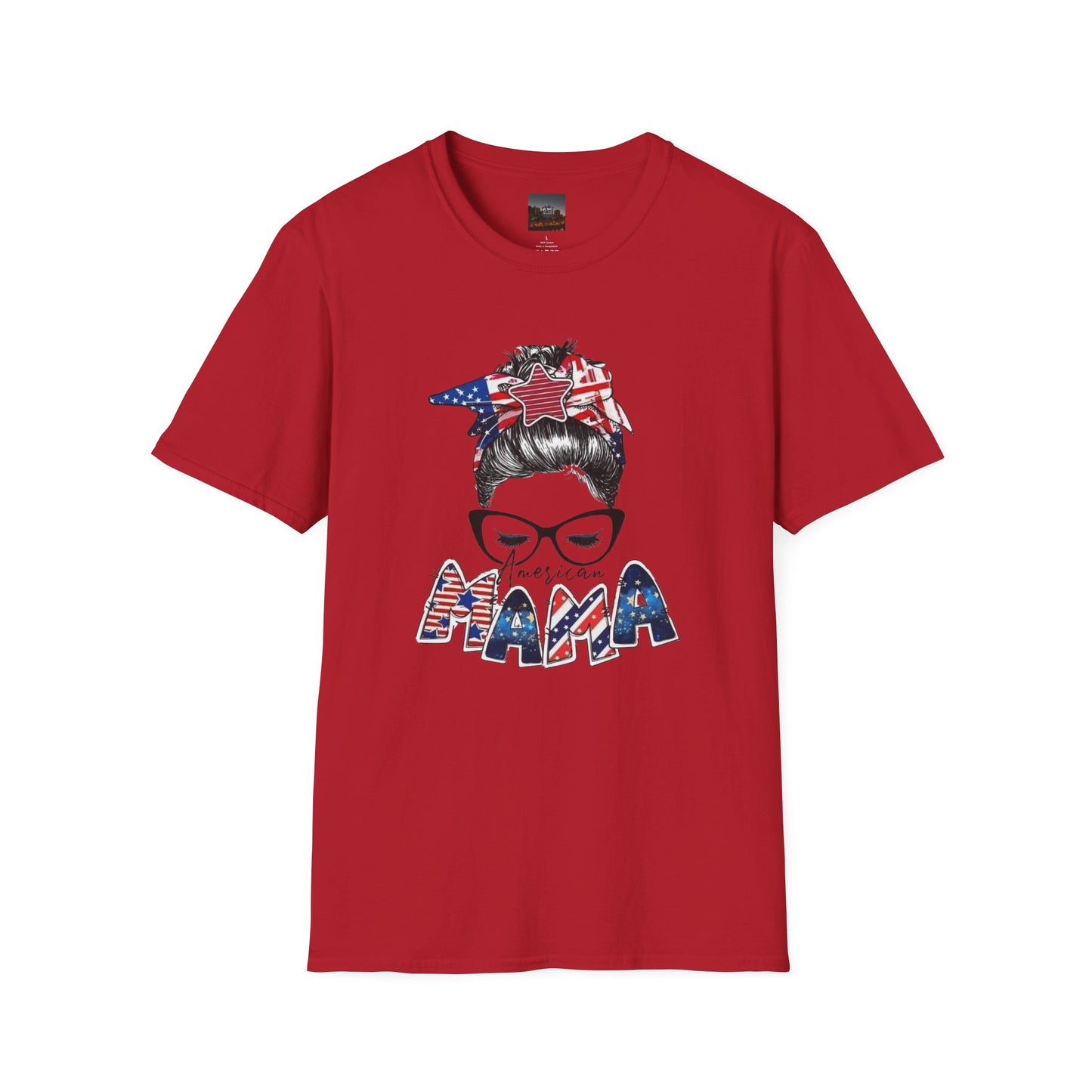 Mama USA Flag Messy Bun T-Shirt