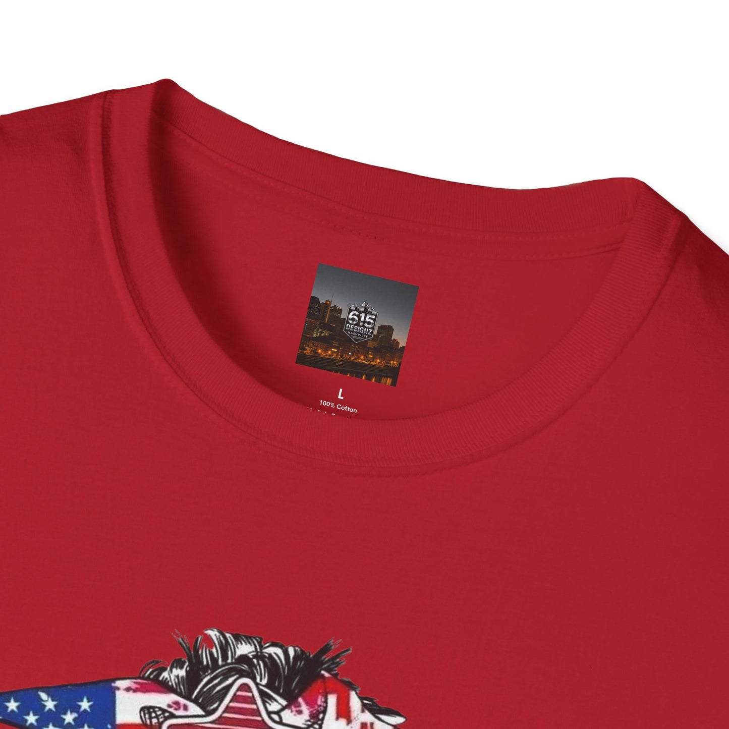 Mama USA Flag Messy Bun T-Shirt