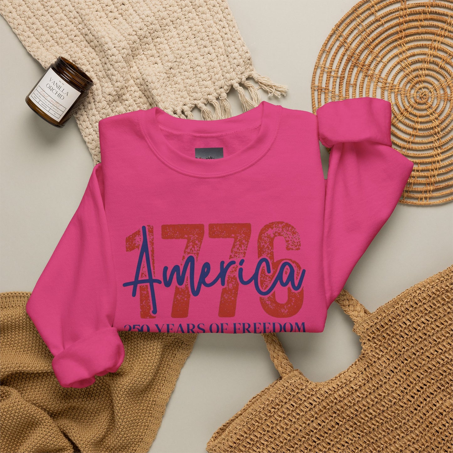 #250 1776 America: 250 Years of Freedom' Patriotic Independence Day Crewneck Sweatshirt
