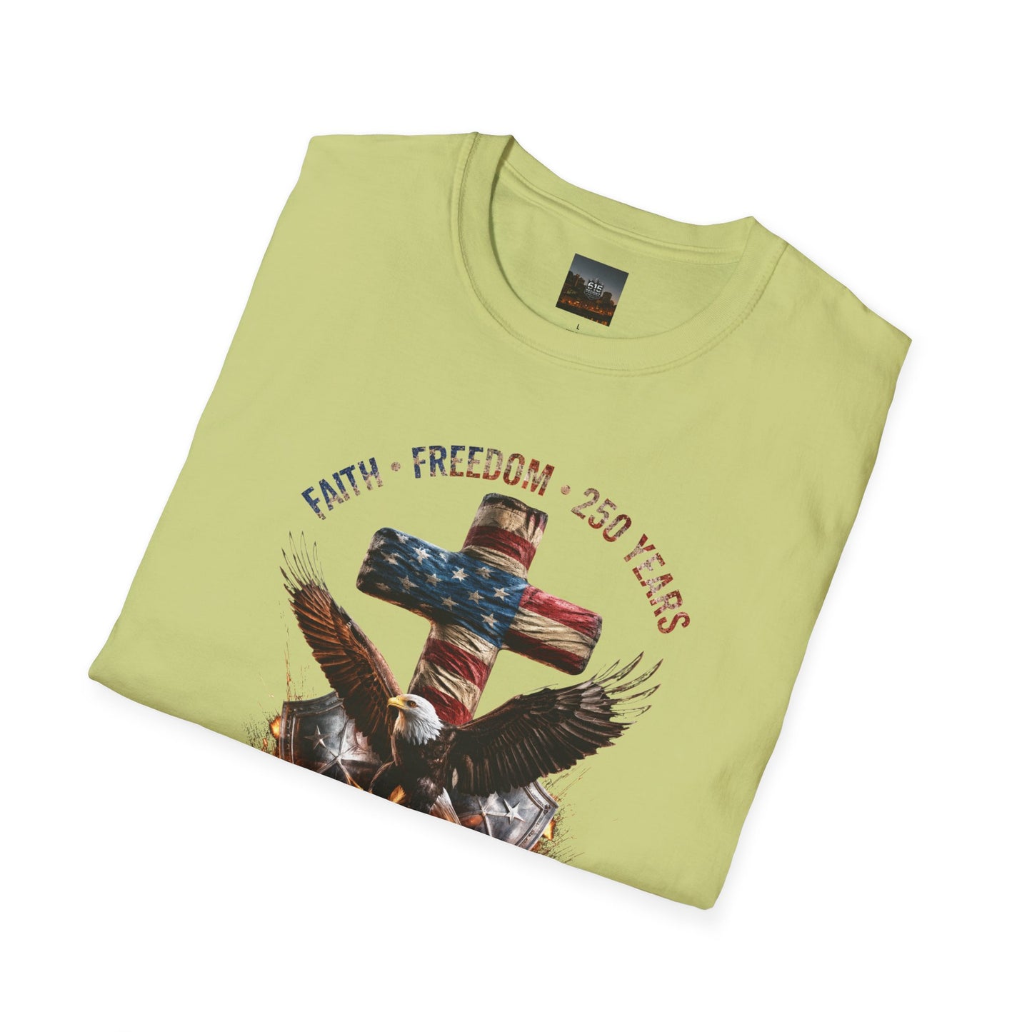 #250 Faith • Freedom 250 Years American Flag Cross & Eagle 1776-2026 T-Shirt