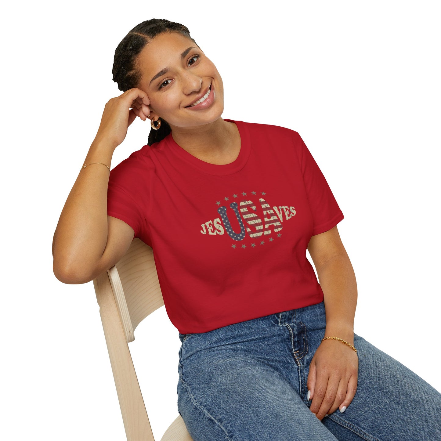 JesUSAves Patriotic T-Shirt — American Flag Christian Faith Tee