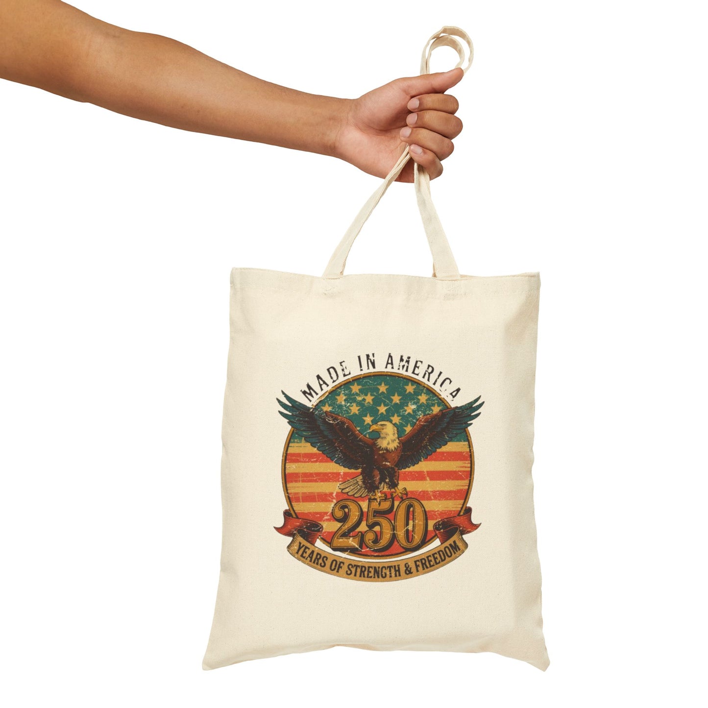 #250 Made in America Eagle 250th Anniversary Patriotic Canvas Tote