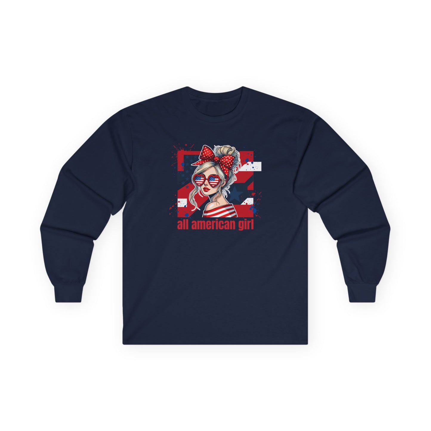 #250 All American Girl Patriotic Long Sleeve Tee