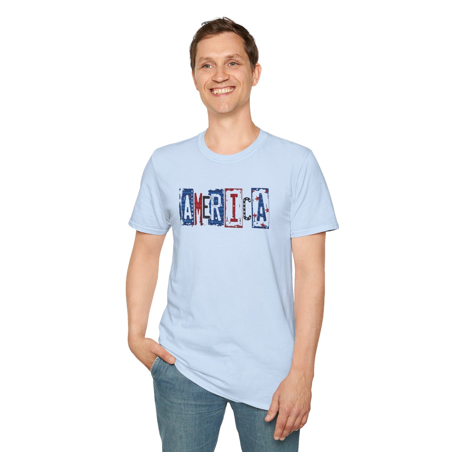#250 America Retro Block Text Patriotic T-Shirt