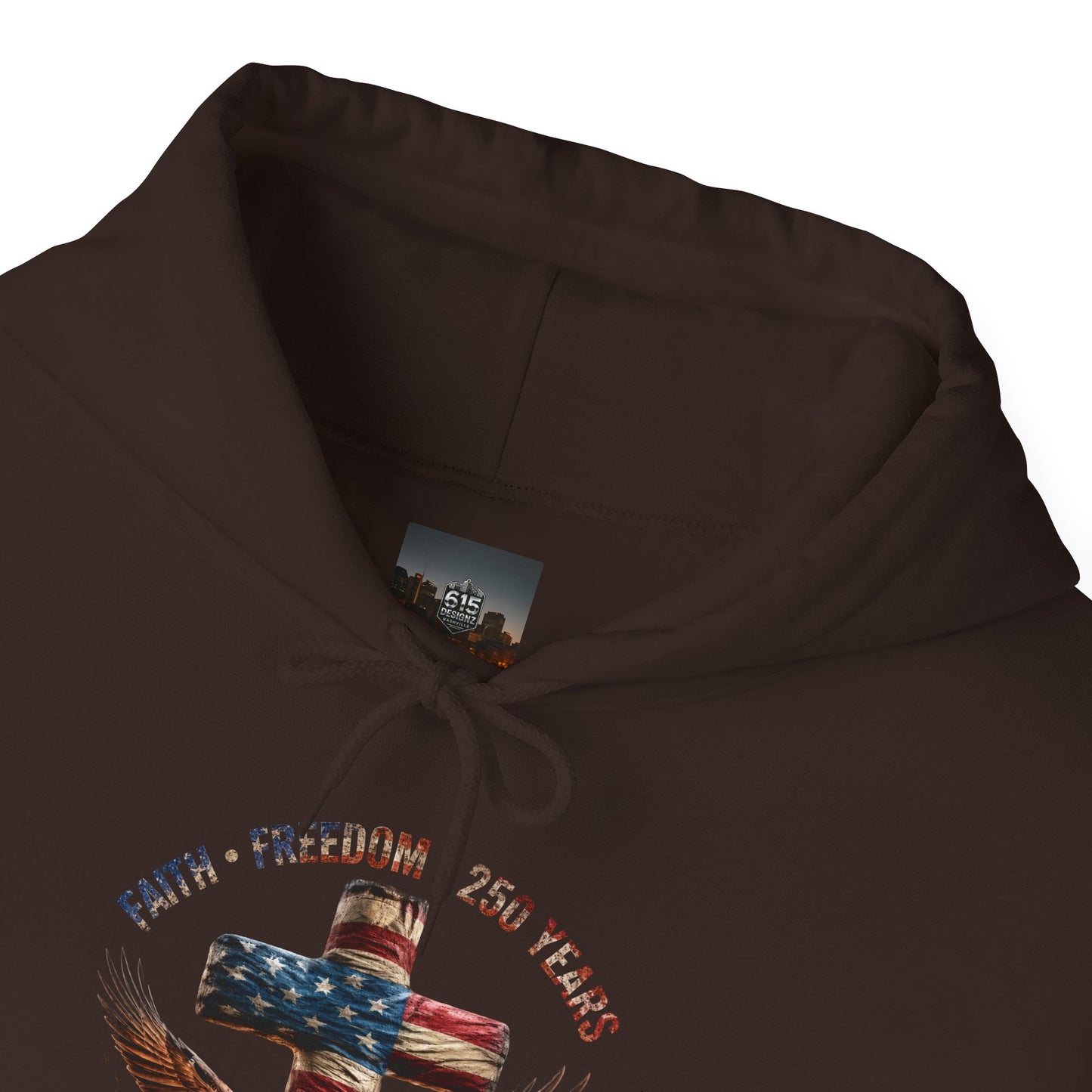 #250 Faith • Freedom 250 Years American Flag Cross & Eagle 1776-2026 Hoodie