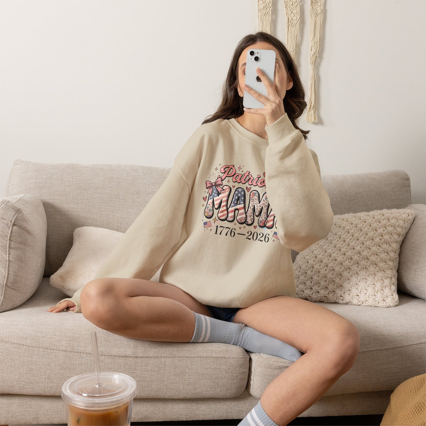 #250 Patriotic Mama 1776–2026 American Flag Sweatshirt
