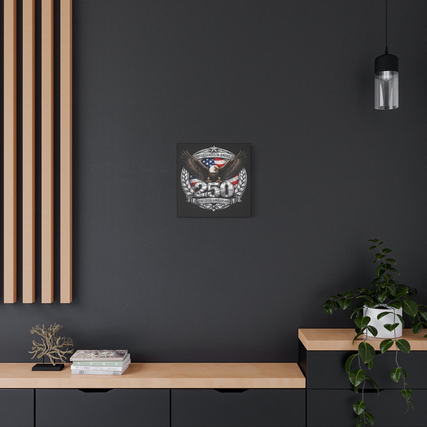 #250 Patriotic Bald Eagle 250 United States Emblem Matte Canvas Wall Art