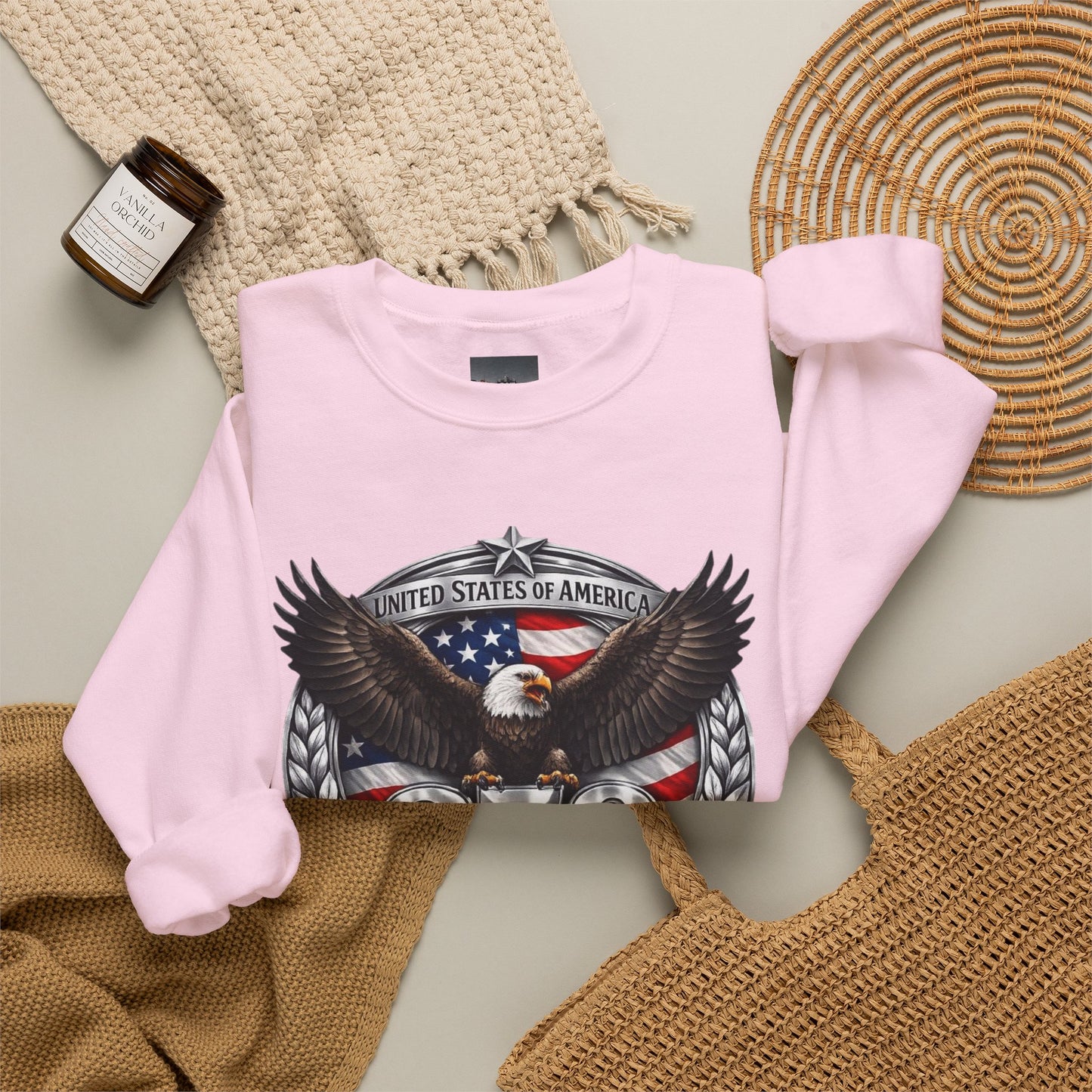 #250 Patriotic Bald Eagle 250 United States Emblem Crewneck Sweatshirt