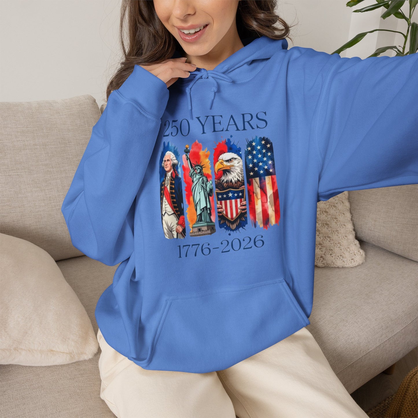 #250 250 Years American History Celebration 1776–2026 Patriotic Hoodie