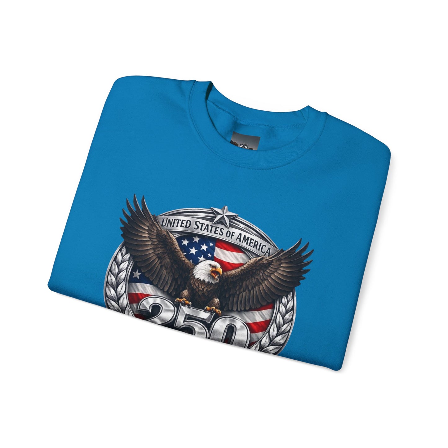 #250 Patriotic Bald Eagle 250 United States Emblem Crewneck Sweatshirt