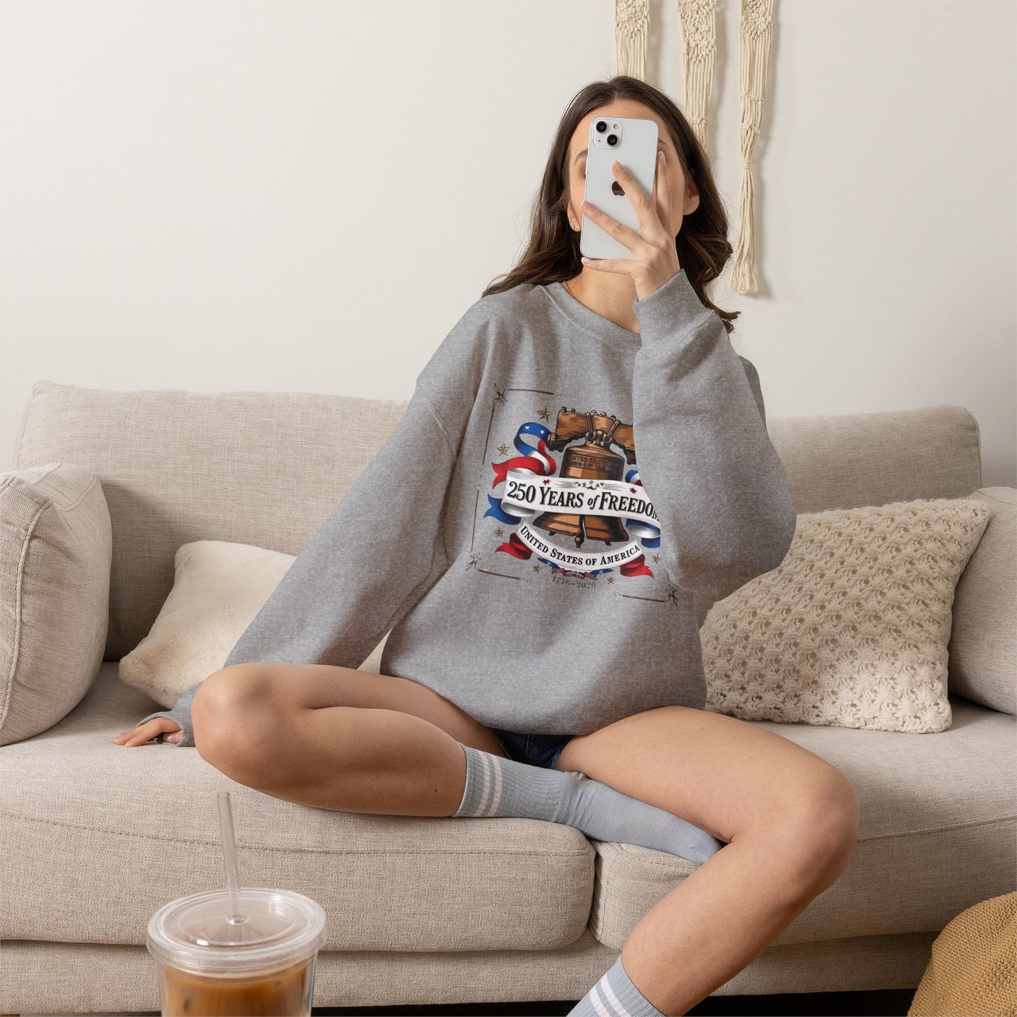 #250 250 Years of Freedom Liberty Bell Crewneck Sweatshirt