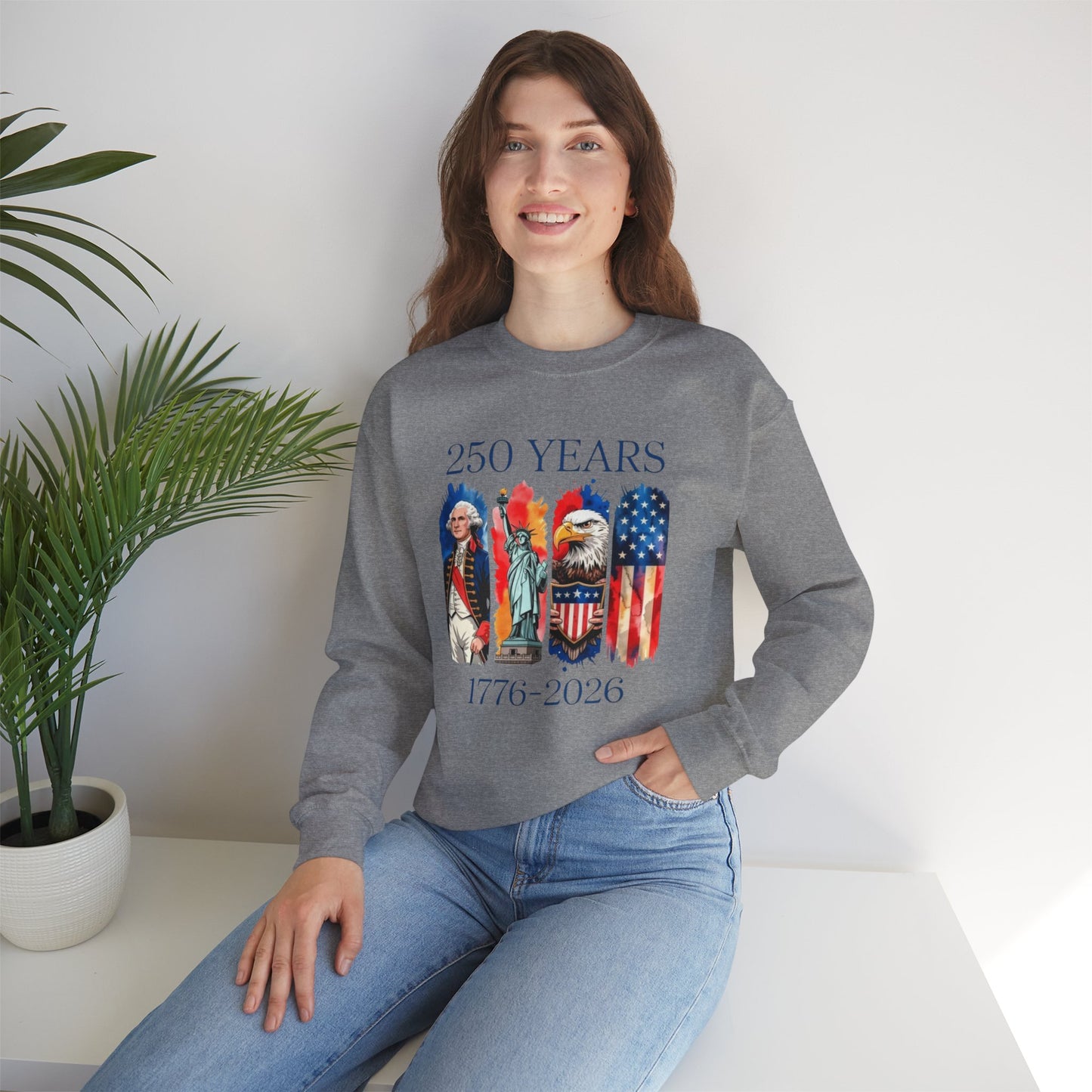 #250 250 Years American History Celebration 1776–2026 Patriotic Crewneck Sweatshirt
