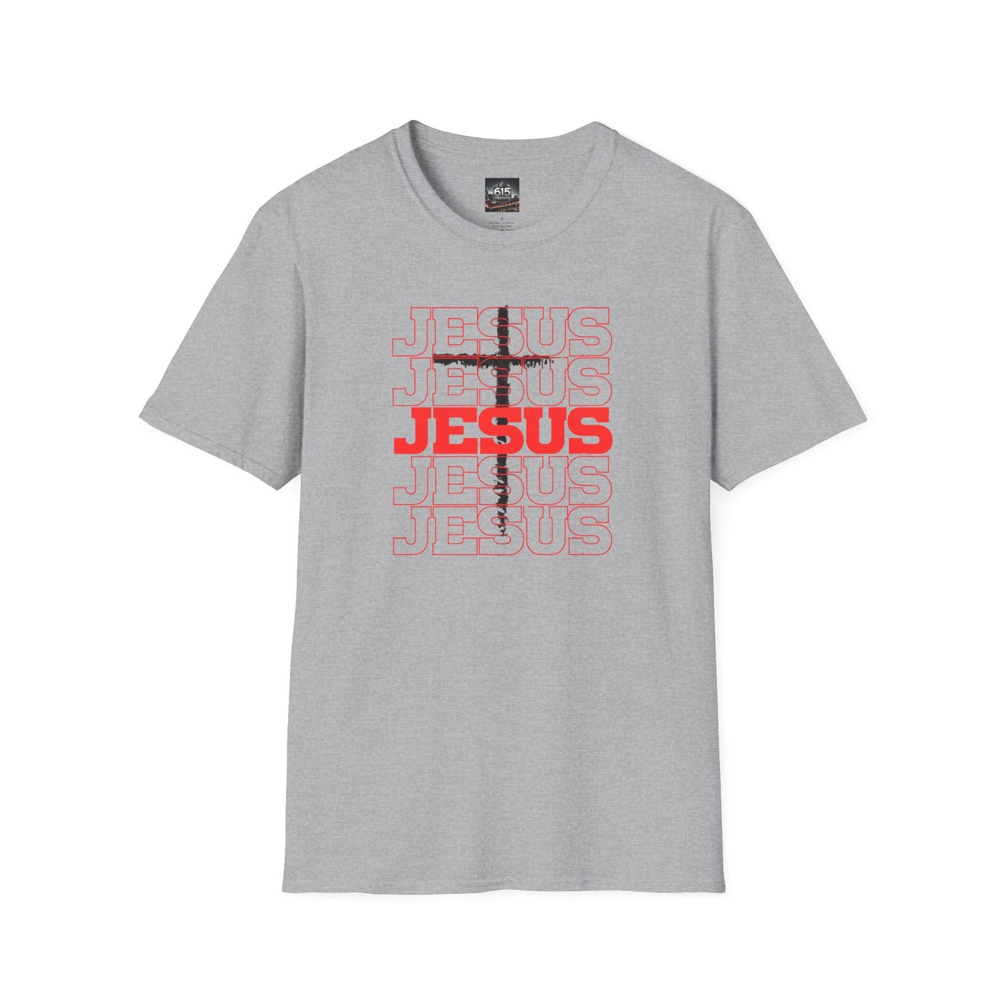 Jesus Cross Red Text Black Cross Graphic T-Shirt — Religious Faith Tee