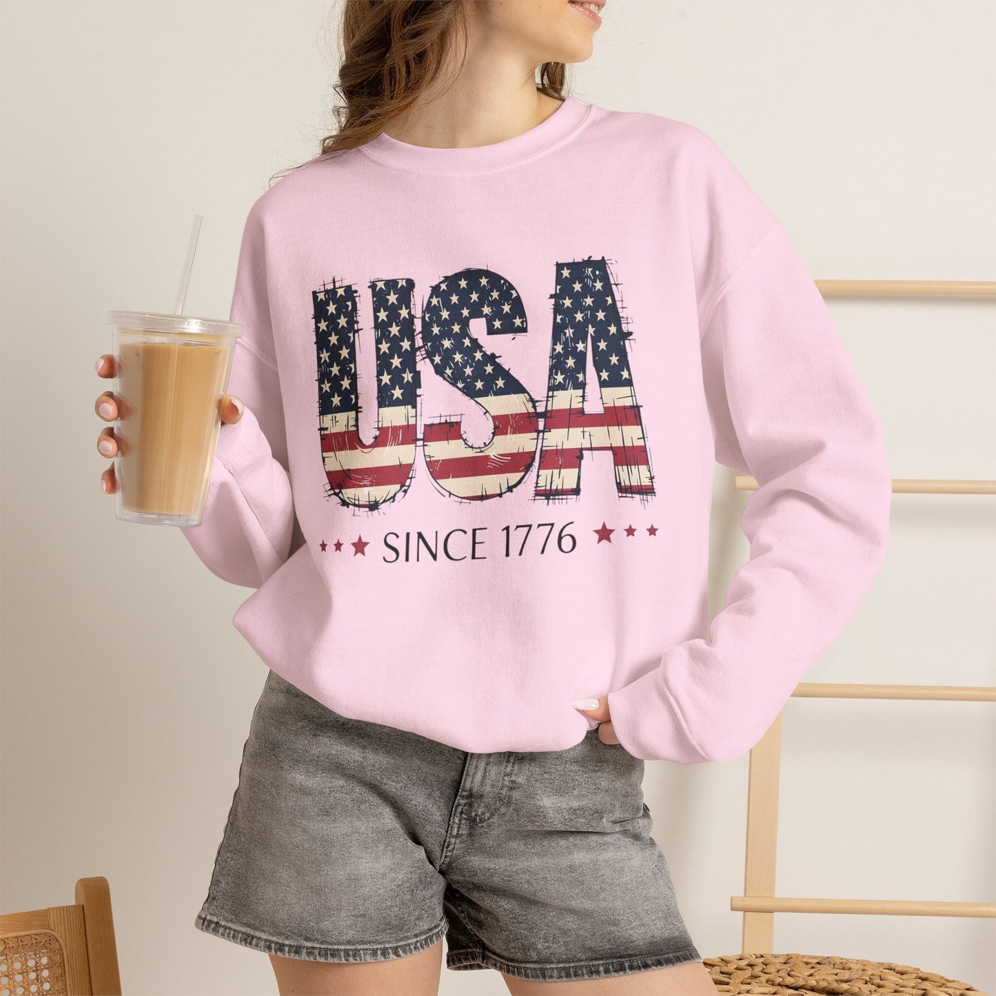 #250 USA Flag "USA Since 1776" Patriotic Crewneck Sweatshirt